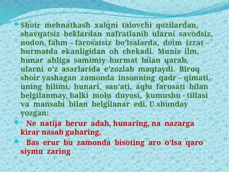 Munis va Ogahiy she'riyati tahlili 4