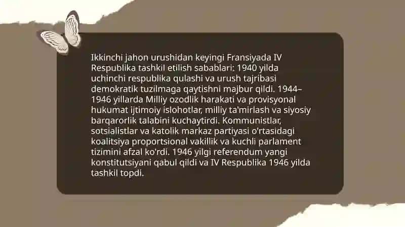 Fransiyada IV-respublikaning ta’sis etilishi (1946-1958). Sh. de Goll va Gollizm 4