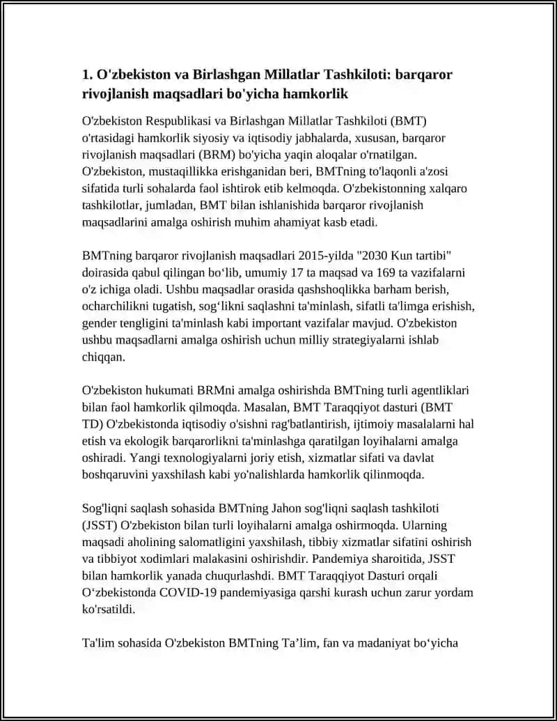 O‘ZBEKISTONNING XALQARO TASHKILOTLAR BILAN HAMKORLIK ALOQALARI 4