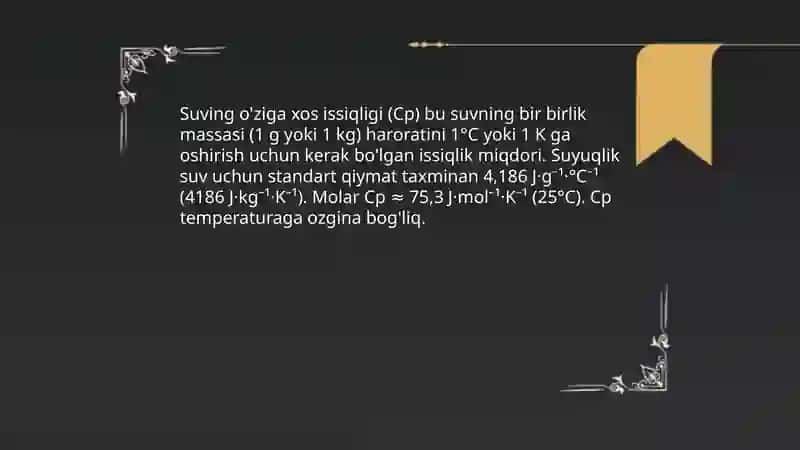 Suvning fizik va kimyoviy konstantalari 4