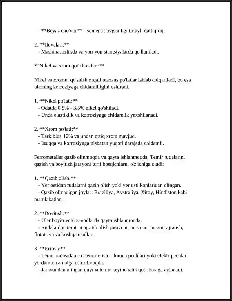 METALLAR UNING TURLARI 4