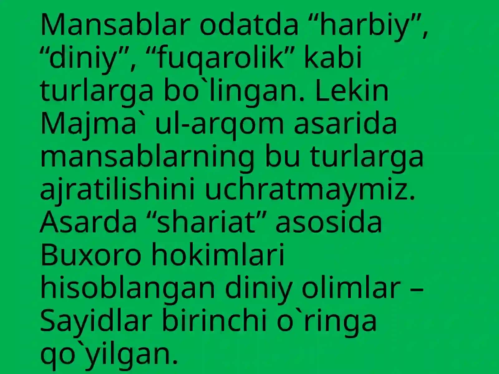 Buxoro amirligida mansab va unvonlar 4
