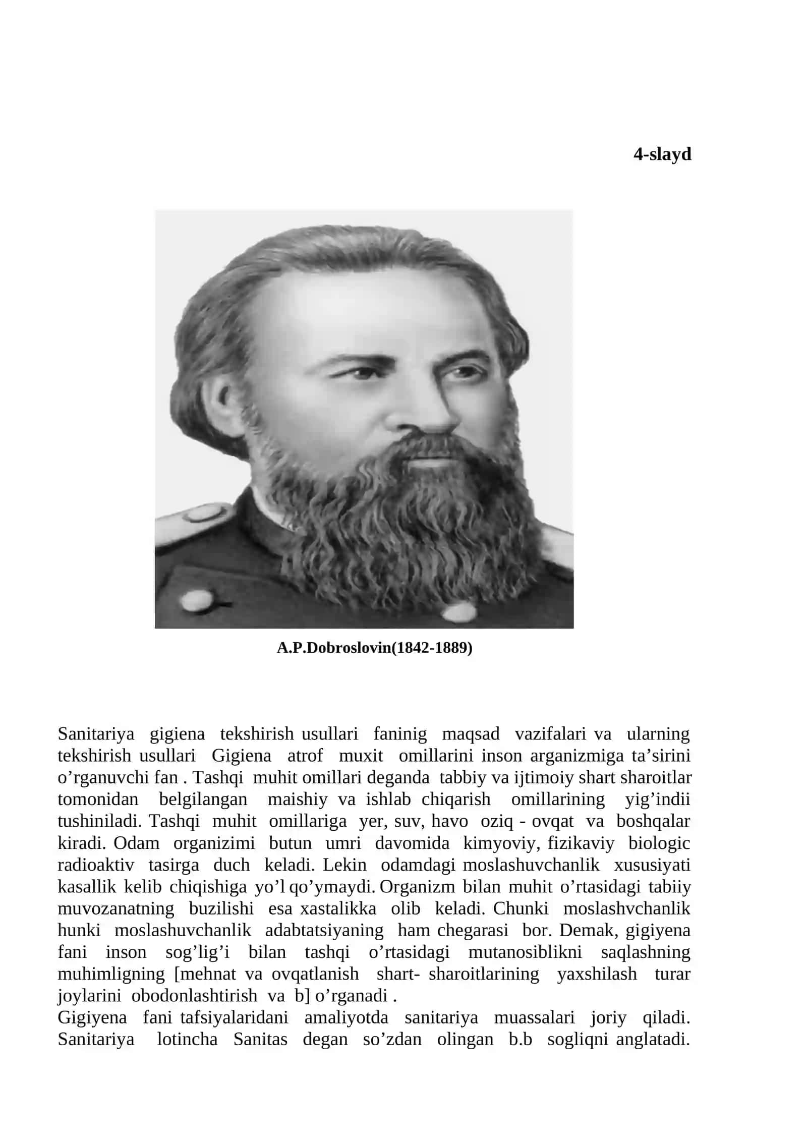 Gigiyena va sanitariya gigiyena tekshirish usullari fanining mohiyati va vazifalari 4