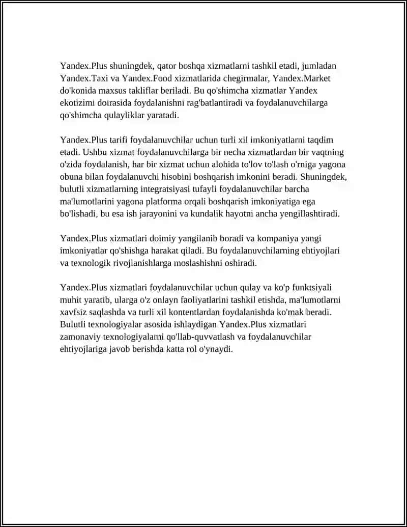 YANDEX.PLUS BULUTLI XIZMATLARI 4