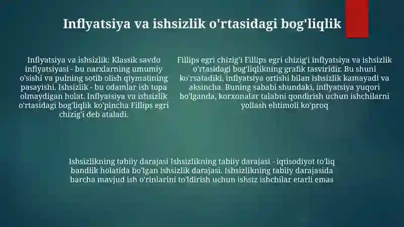 Infilatsiya Va Ishsizlik Urtasidagi Bogliklik Reja Uzbekistondagi Inflatsiya 4