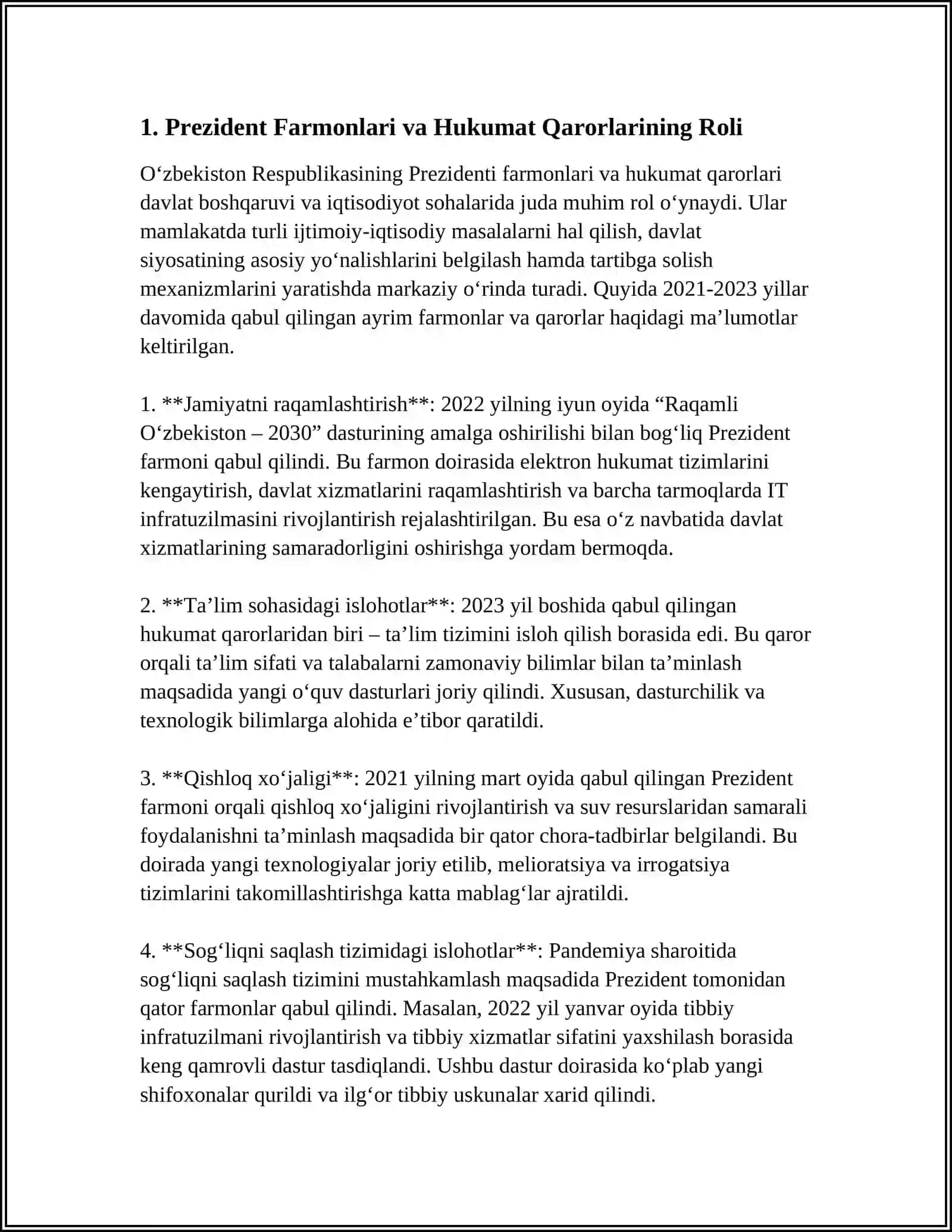 PREZIDENT ASARI FARMONLARI VA HUKUMAT QARORLARI MEDIA SAVOTXONLIGI VA AXBORAT MADANIYATI HIMOYALANISHI 4