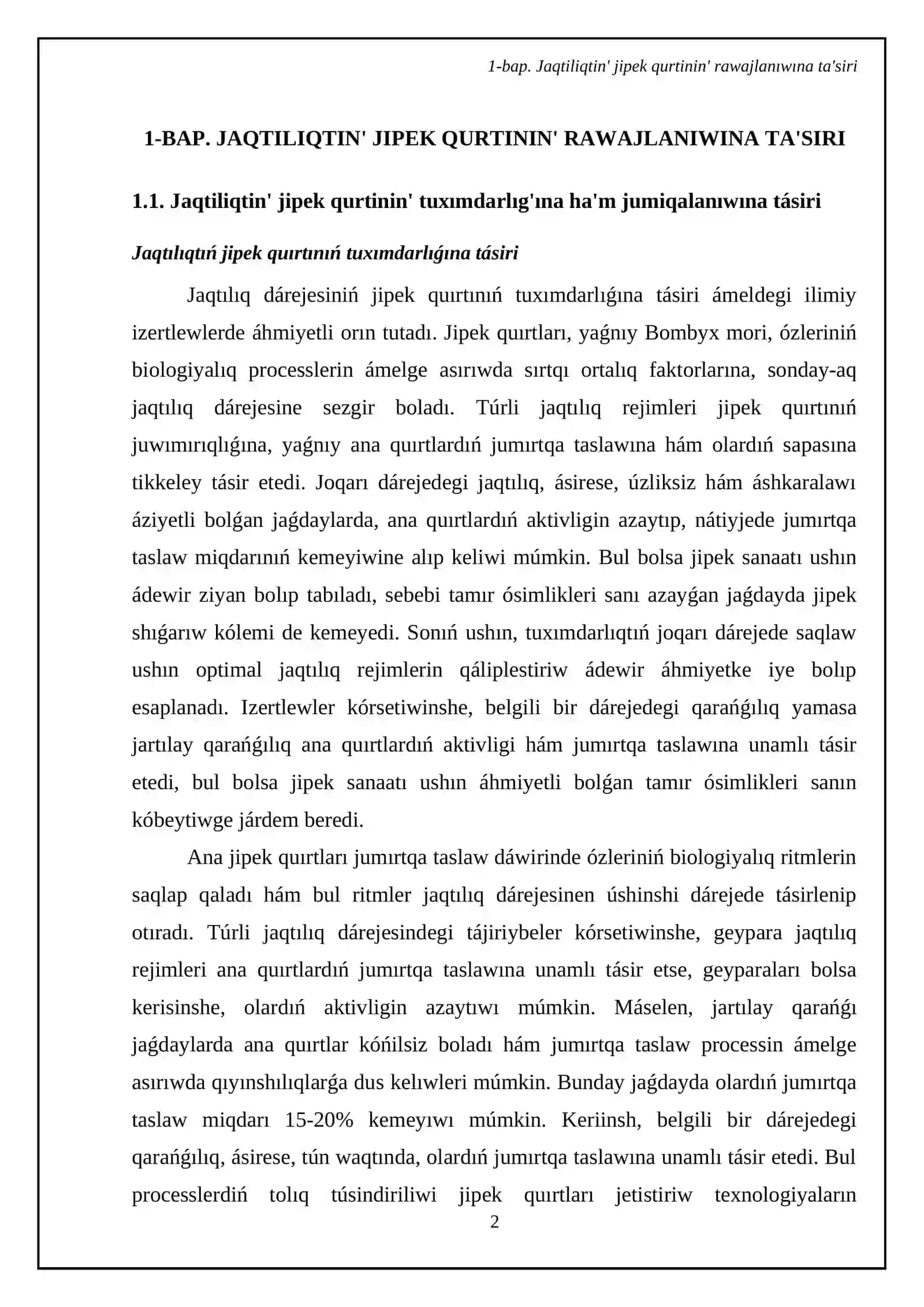 Jaqtiliq ha'm hawa almasiwinin' jipek qurtina ta'siri 4