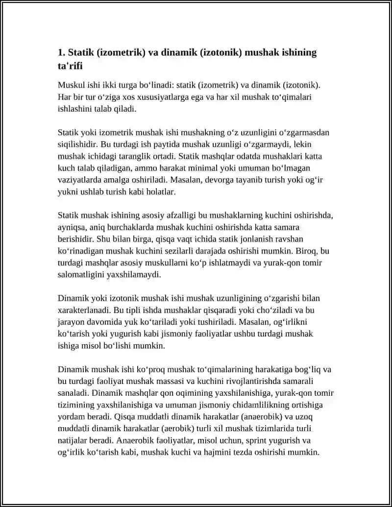 Statik va Dinamik Mushak Ishi 4