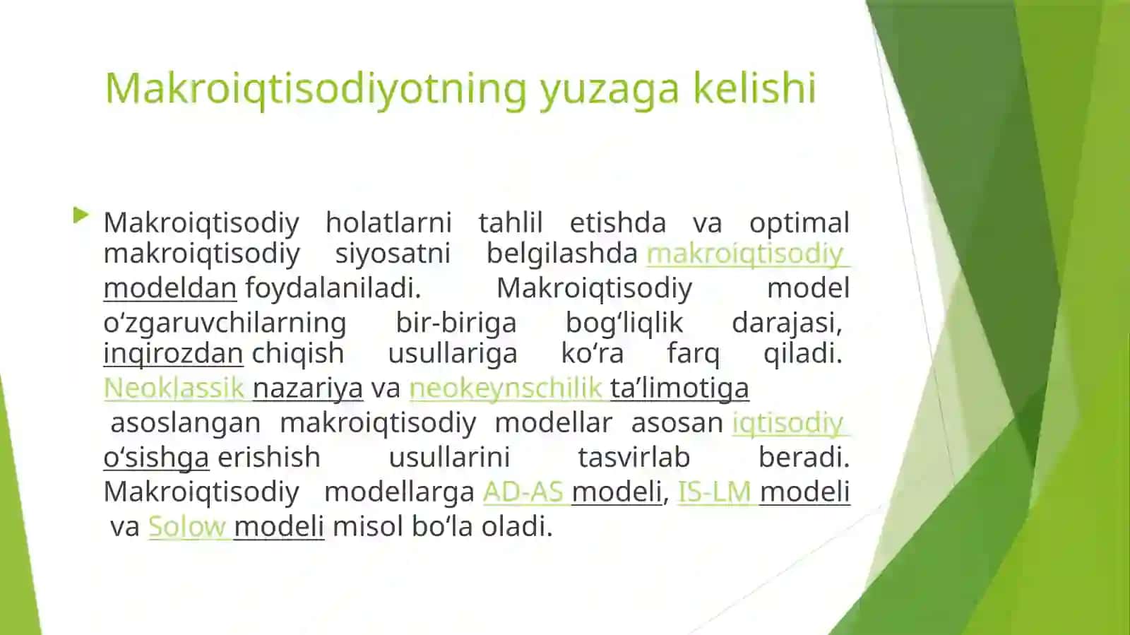 Makroiqtisodiyotning yuzaga kelishi 4