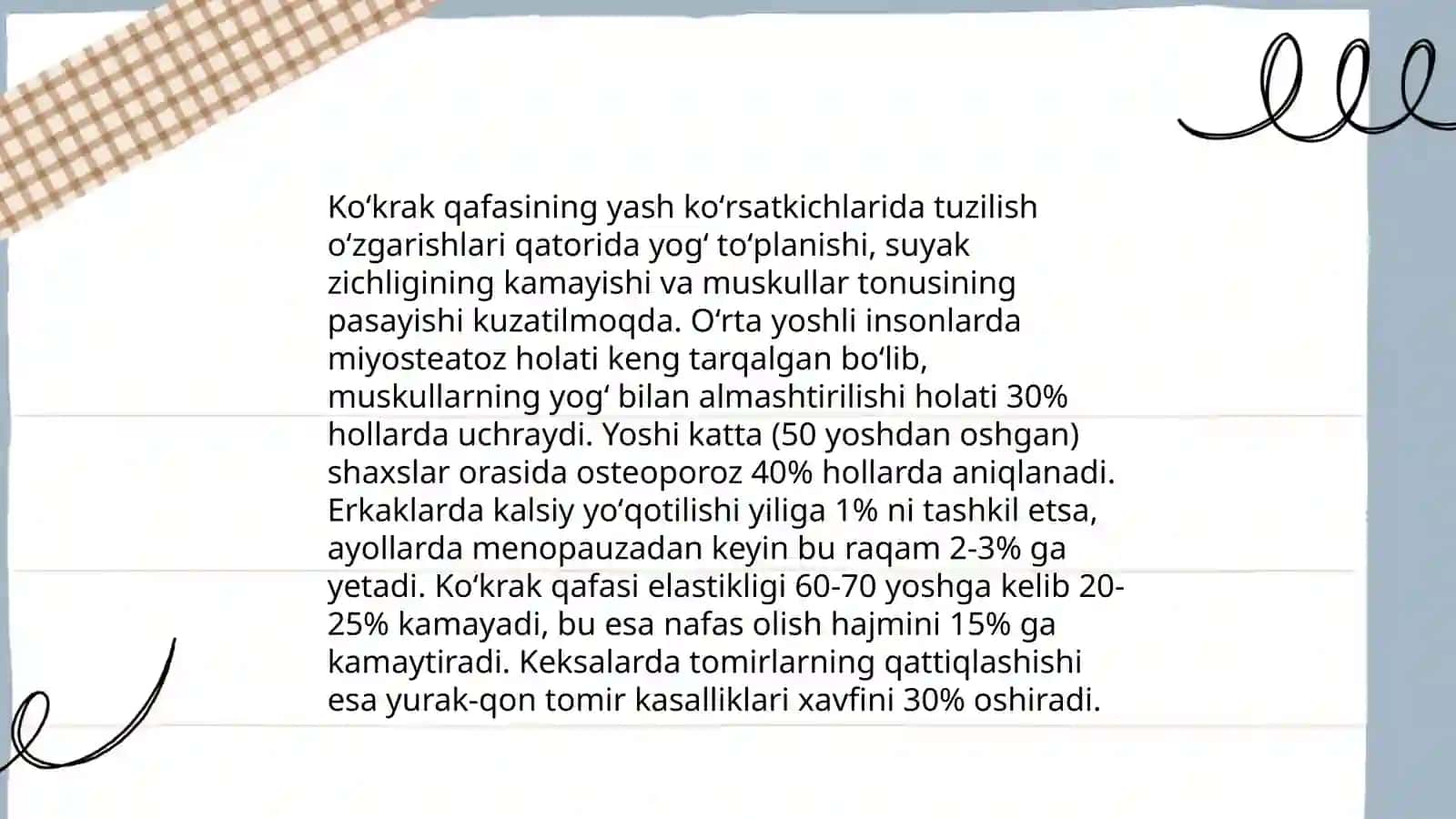 Koʻkrak qafasi suyaklarining yoshga qarab oʻzgarishi, ularning tuzilishiga mehnat va sportning taʼsiri 4