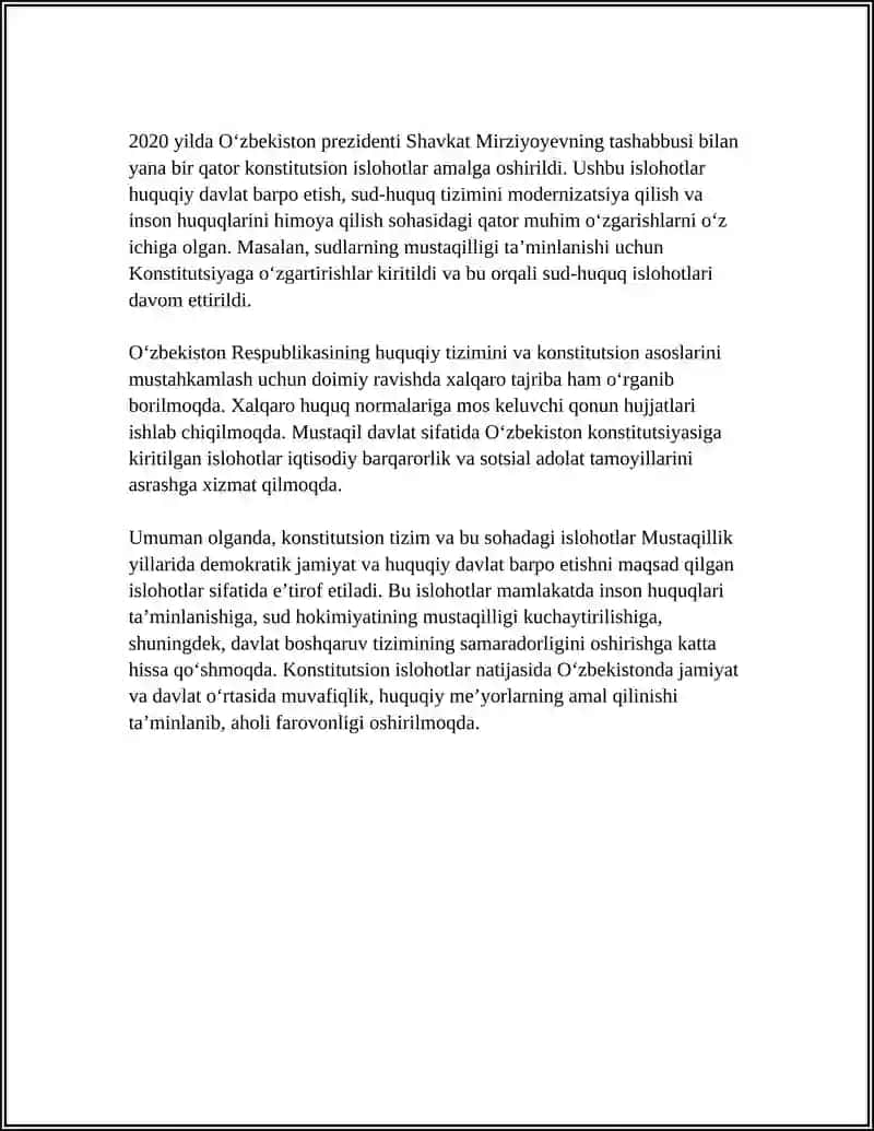 MUSTAQILLIK YILLARIDA DAVLAT BOSHQARUV TIZIMIDA AMALGA OSHIRILGAN ISLOHATLAR 4