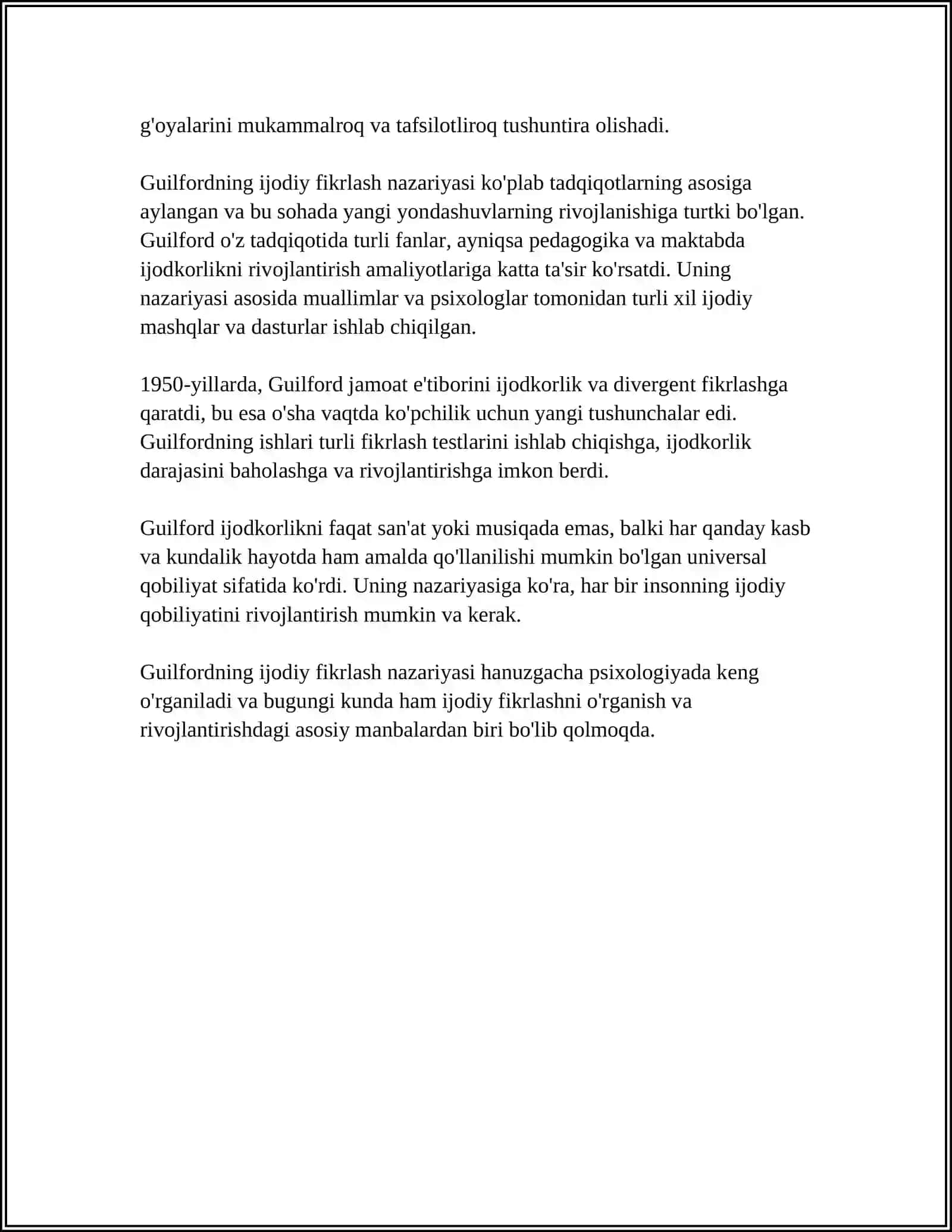 GUILFORDNING KREATIVLIKKA OID YONDASHUVLARI 4