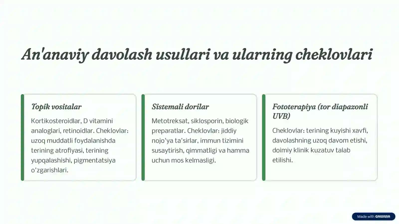 Parapsoriaz. Psoriaz va boshqa dermatozlarda davolashda kvant (PUVA, lazeroterapiya) terapiyaning zamonaviy asoslari 4