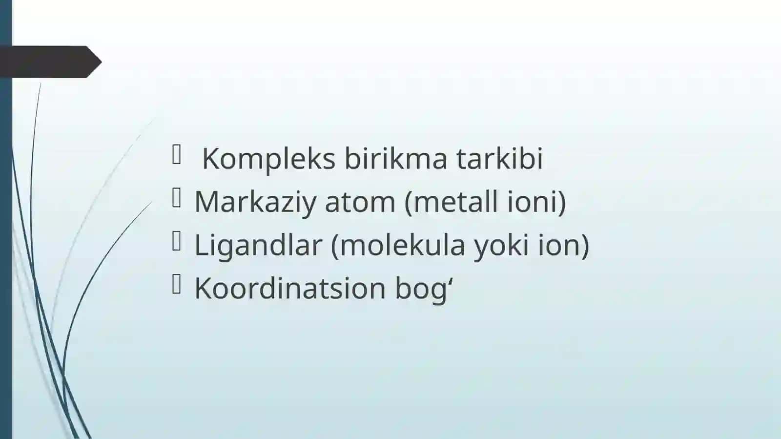 Tibbiyot fakulteti Davolash ishi yo’nalishi 25-21 guruh talabasining kimyo fanidan tayyorlagan mustaqil ishi 4