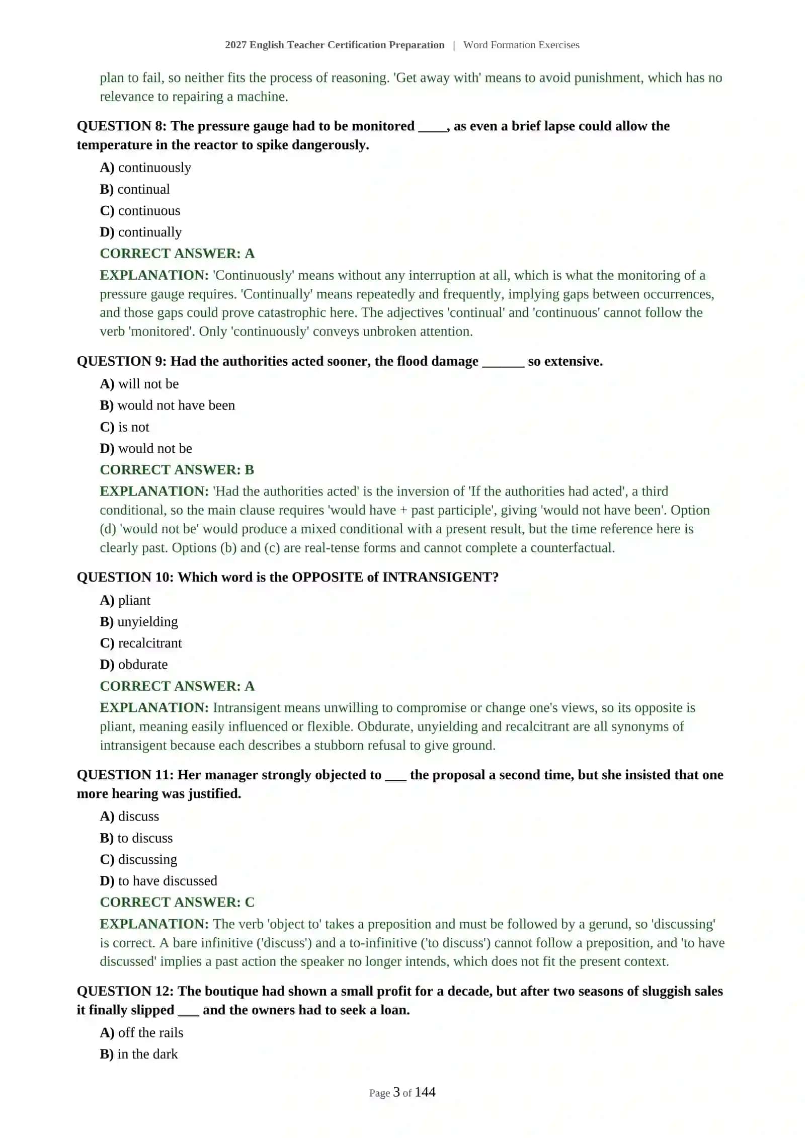 ENGLISH TEACHER ASSESSMENT - WORD FORMATION EXERCISES - 2027 CERTIFICATION PREPARATION (600 QUESTIONS) 4