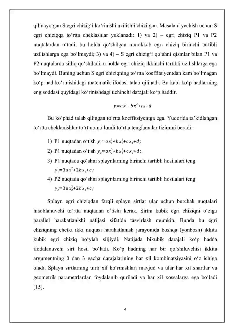 Ko'p o'zgaruvchili funksiyani yaqinlashtirishda bikubik splayn funksiya qurish 4