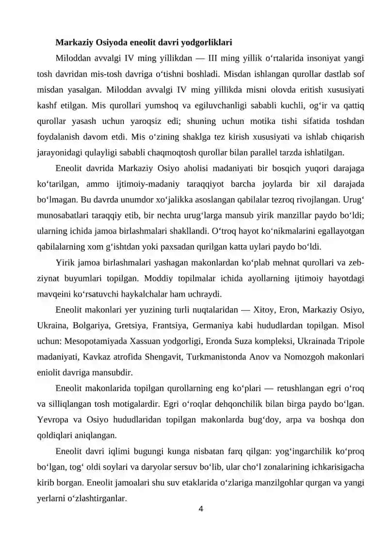 Oʻrta Osiyodagi eneolit davri — ibtidoiy manzilgohlari 4