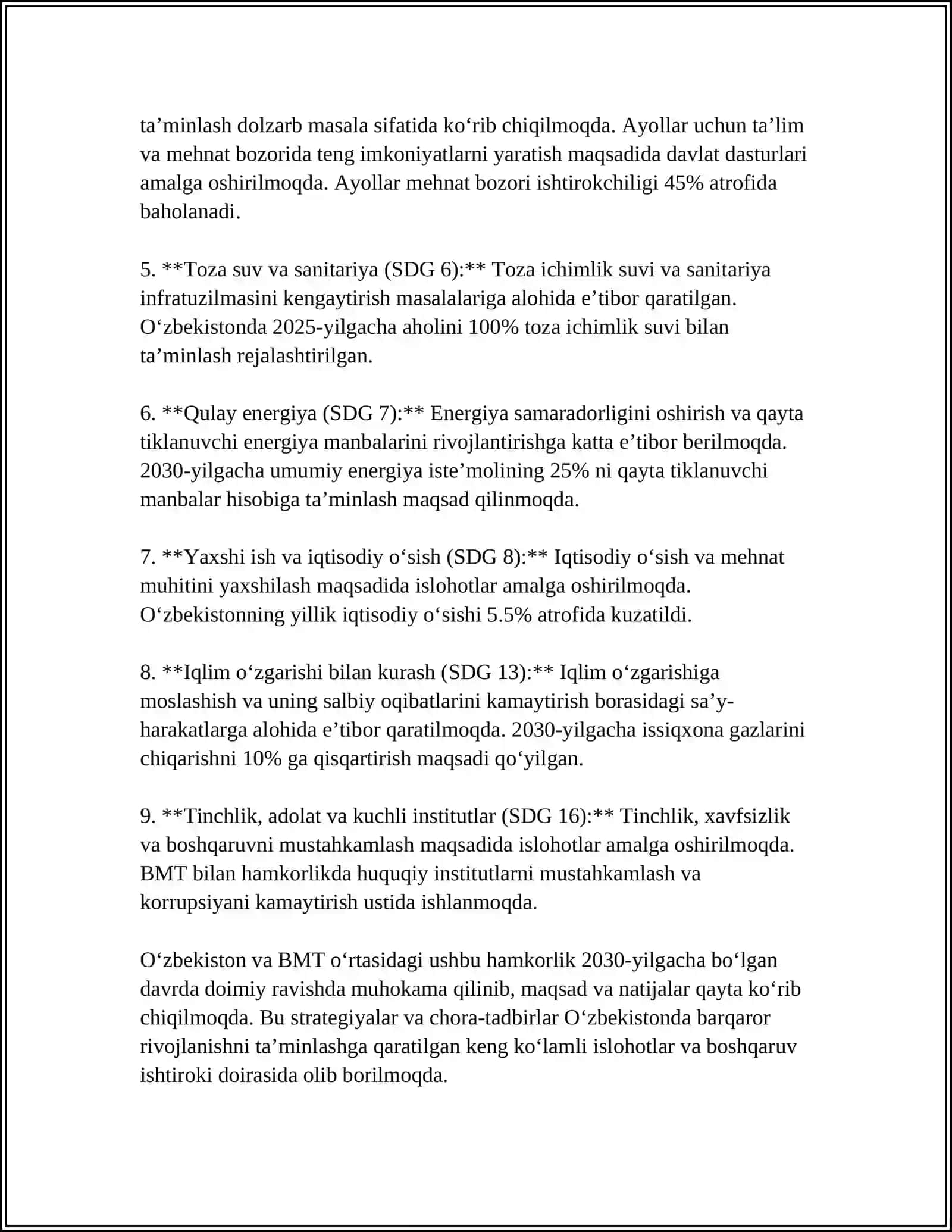 O'ZBEKISTONNING XALQARO TASHKILOTLAR BILAN HAMKORLIK ALOQALARI 4