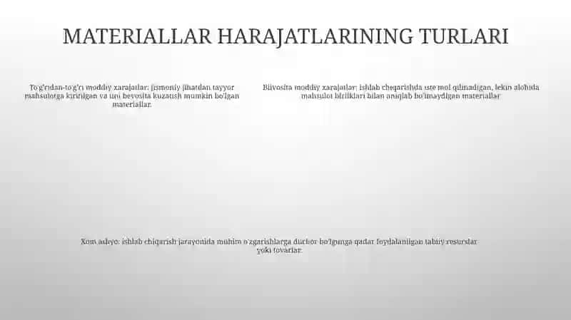 Material Xarajatlarining Hisobi 4