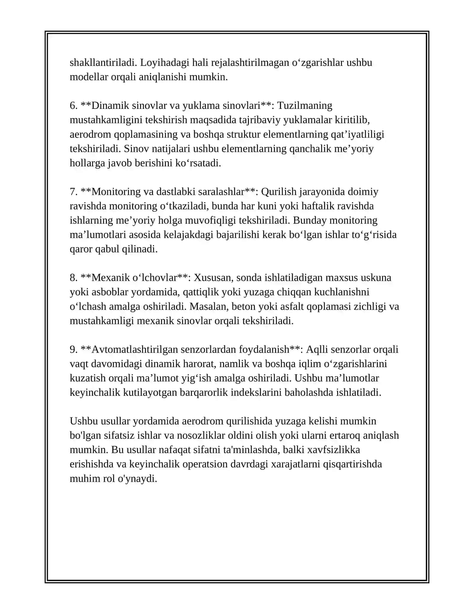 AERODROM QOPLAMAPARINI QURISH ISHLARINI BAJARISHDA SIFAT NAZORATI 4
