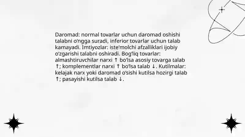 Talab va Taklif nazaryasi. Bozor Muvozanati 4