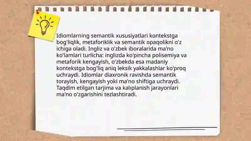 Ingliz va o'zbek idiomalarining leksik tarkibidagi farqlar 4