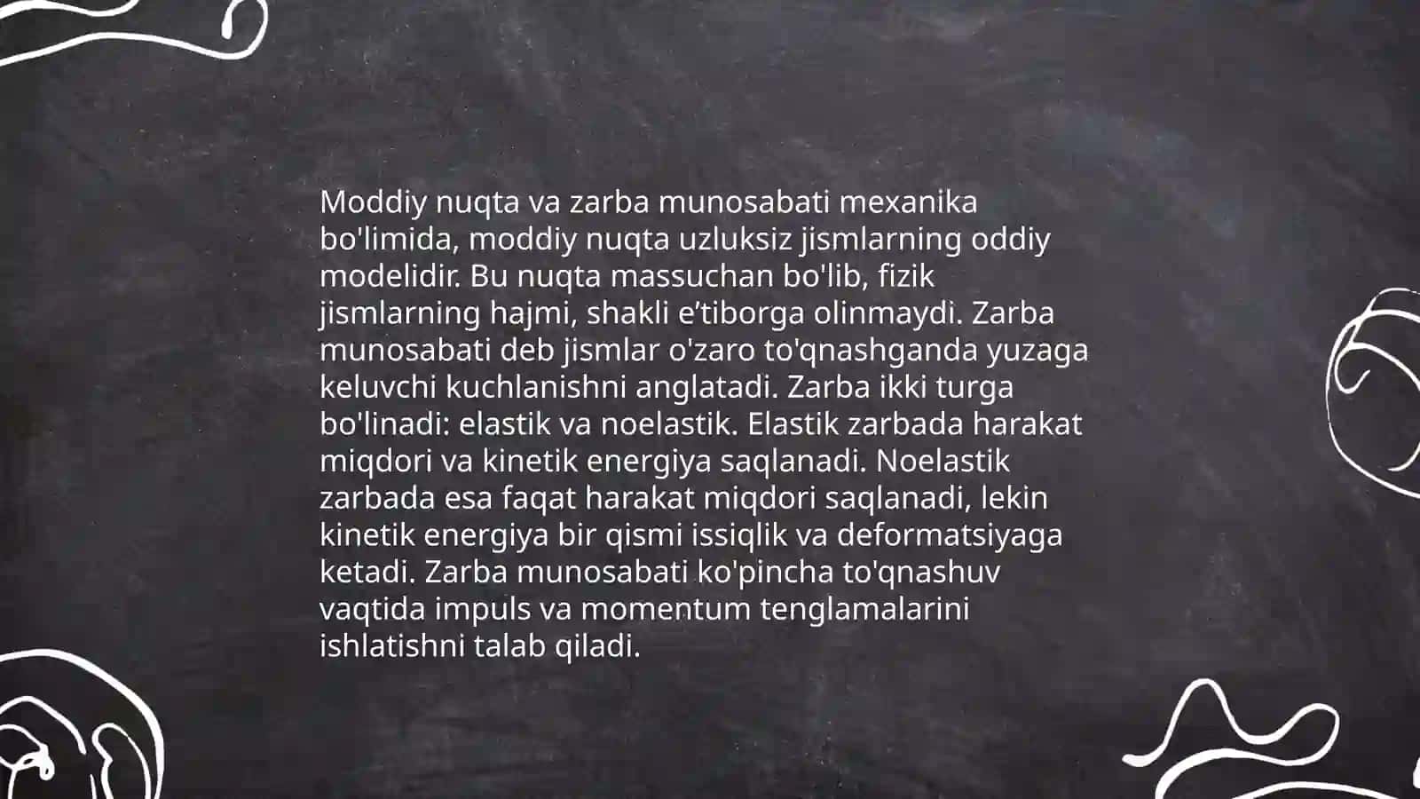 Zarbali kuchning moddiy nuqtaga ta'siri 4
