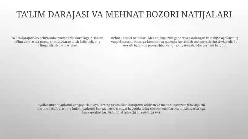 Ayollar Bandligi Shakllanishining OʻZiga Xosligi 4