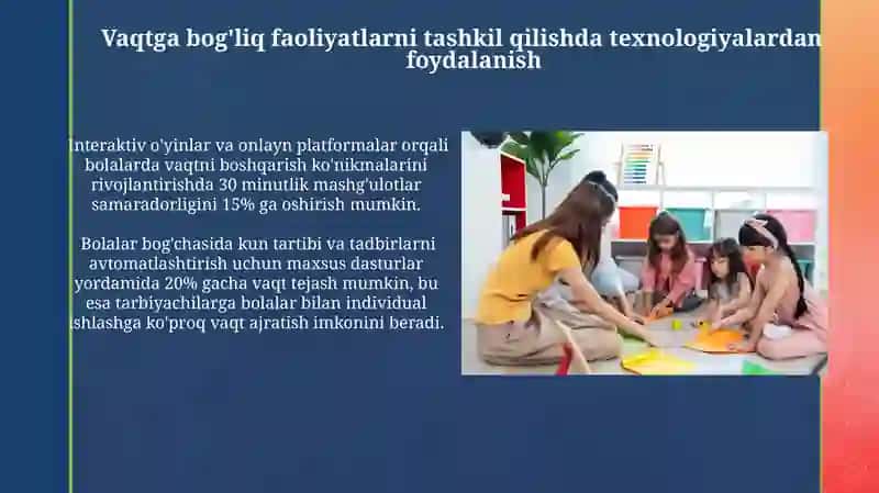 Maktabgacha Talim Tashkilotida vaqtga oid mashgʻulotlarni tashkil etish tehnalogiyasi 4