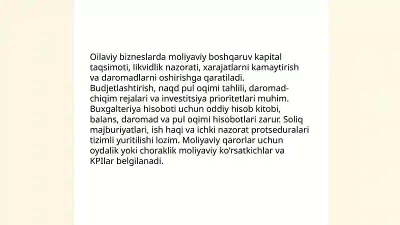 Oilaviy tadbirkorlik sub'ektlarini o'rganish 4
