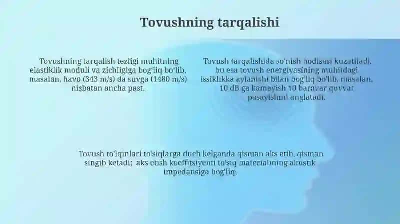 Fizik kattaliklar.Xatoliklarnazariyasi.Akustika.Tovushning fizik xususiyatlari 4