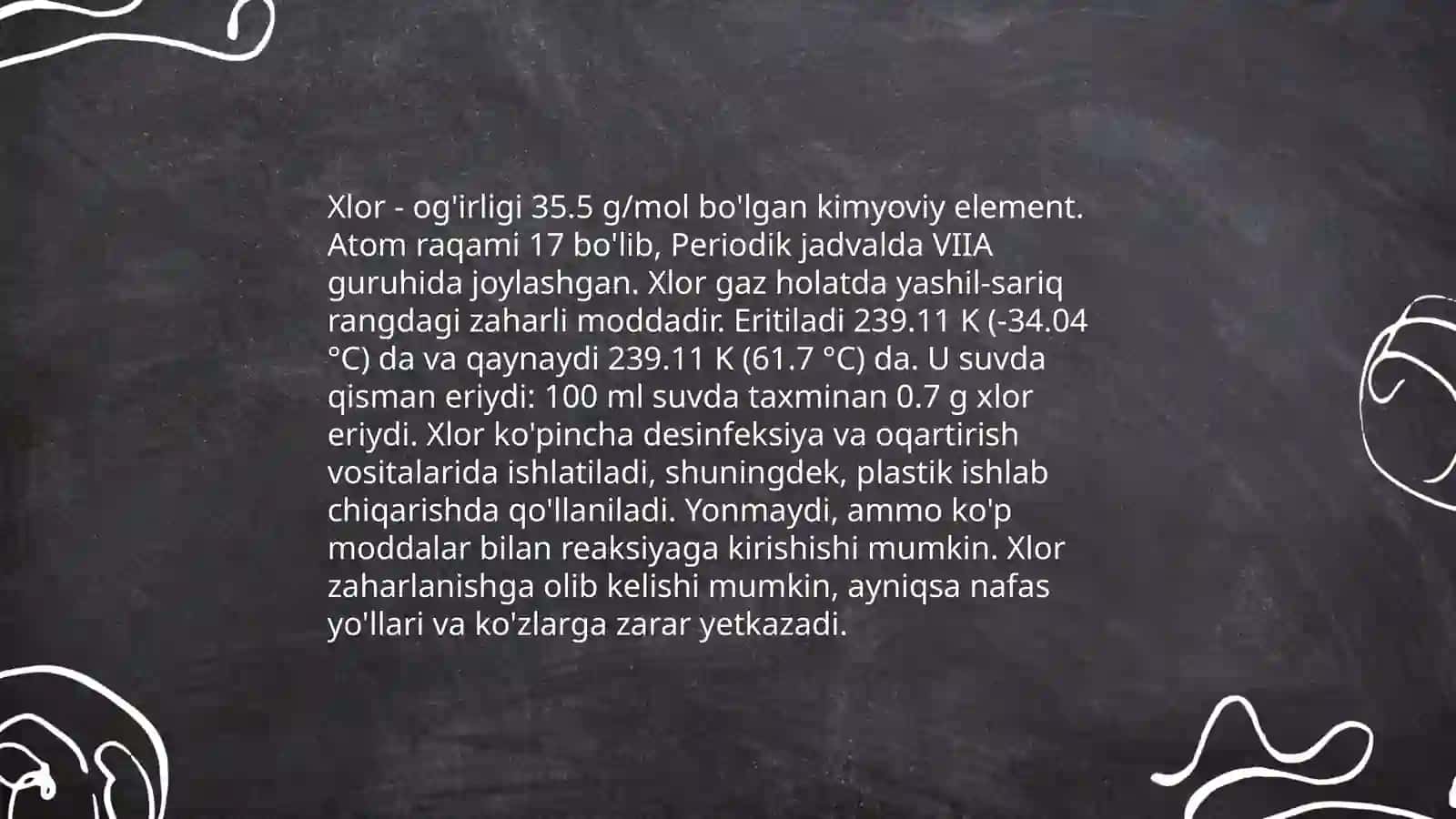 Xlor haqida umumiy ma'lumotlar 4