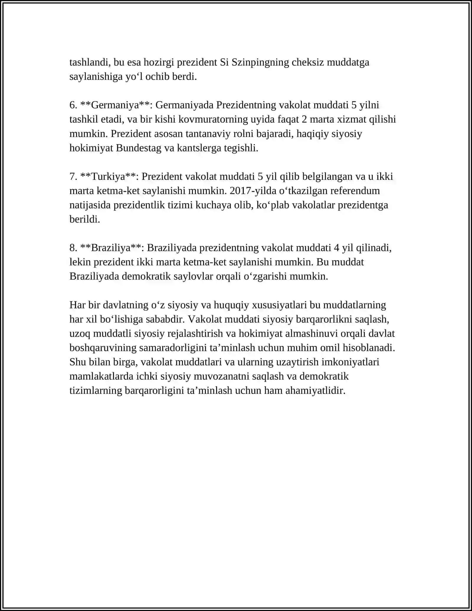 O'ZBEKISON RESPUBLIKASI PREZIDENTINING HUQUQIY HOLATI 4