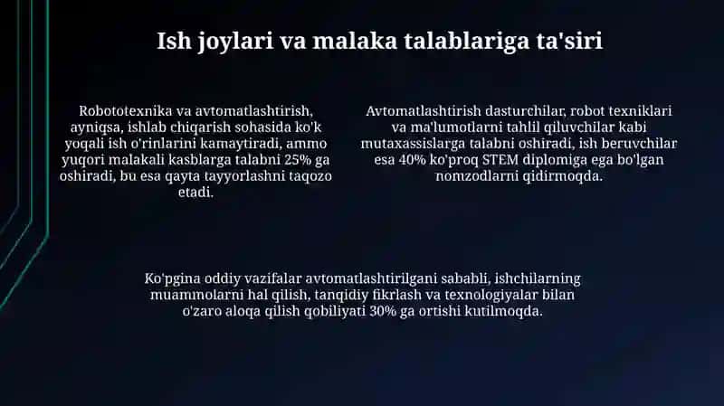 Robototexnika va avtomatlashtirishning iqtisodiyotga ta’siri 4