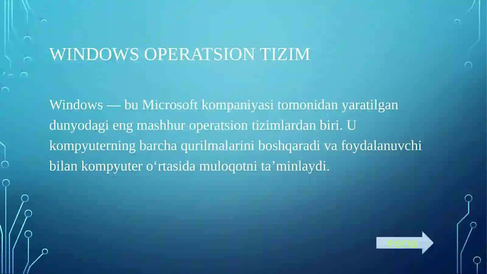 KOMPYUTERLARNING OPERATSION TIZIMLARI.WINDOWS OT 4