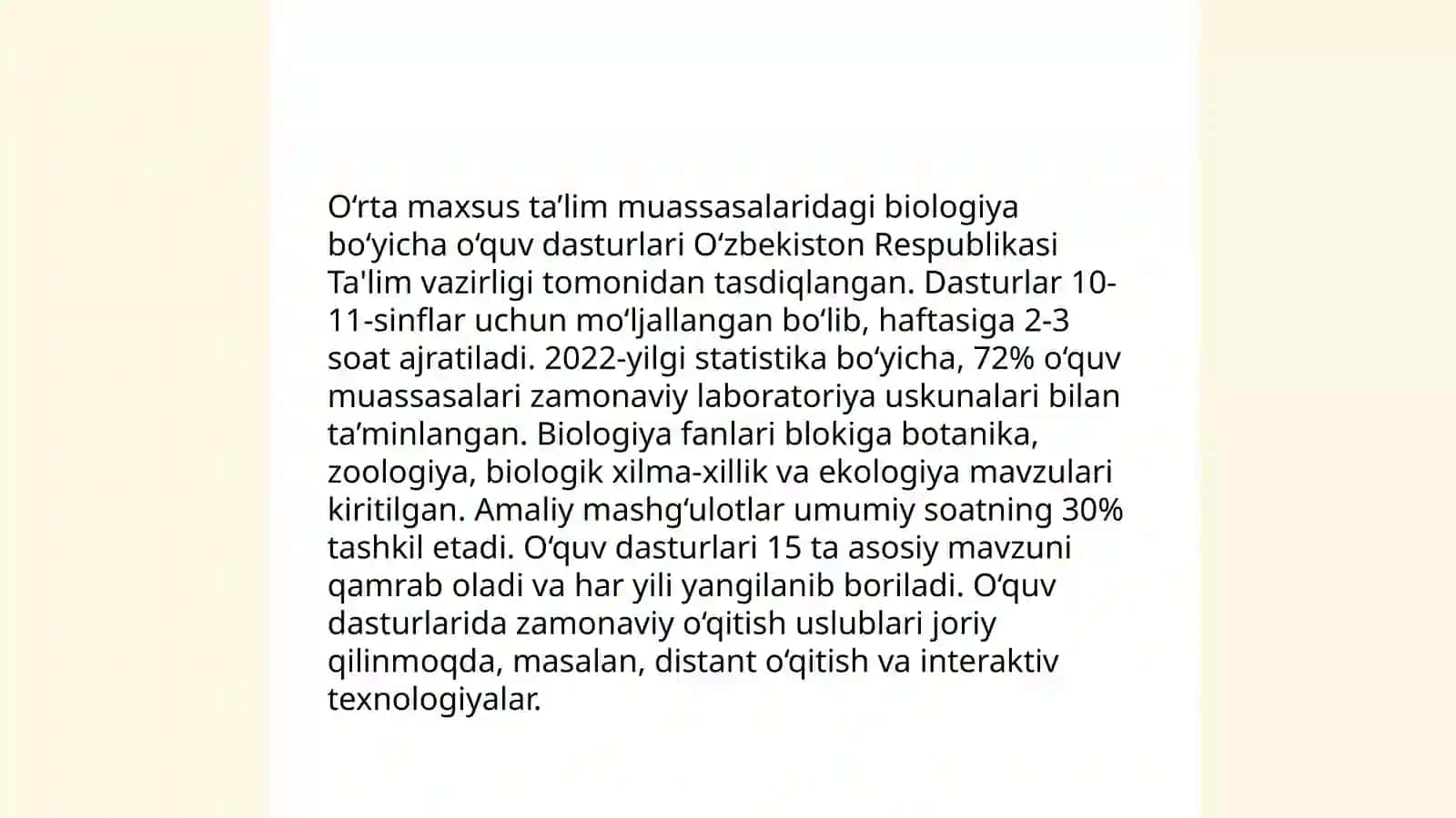 Biologiyadan tuzilgan DTS va o'quv materiallari 4