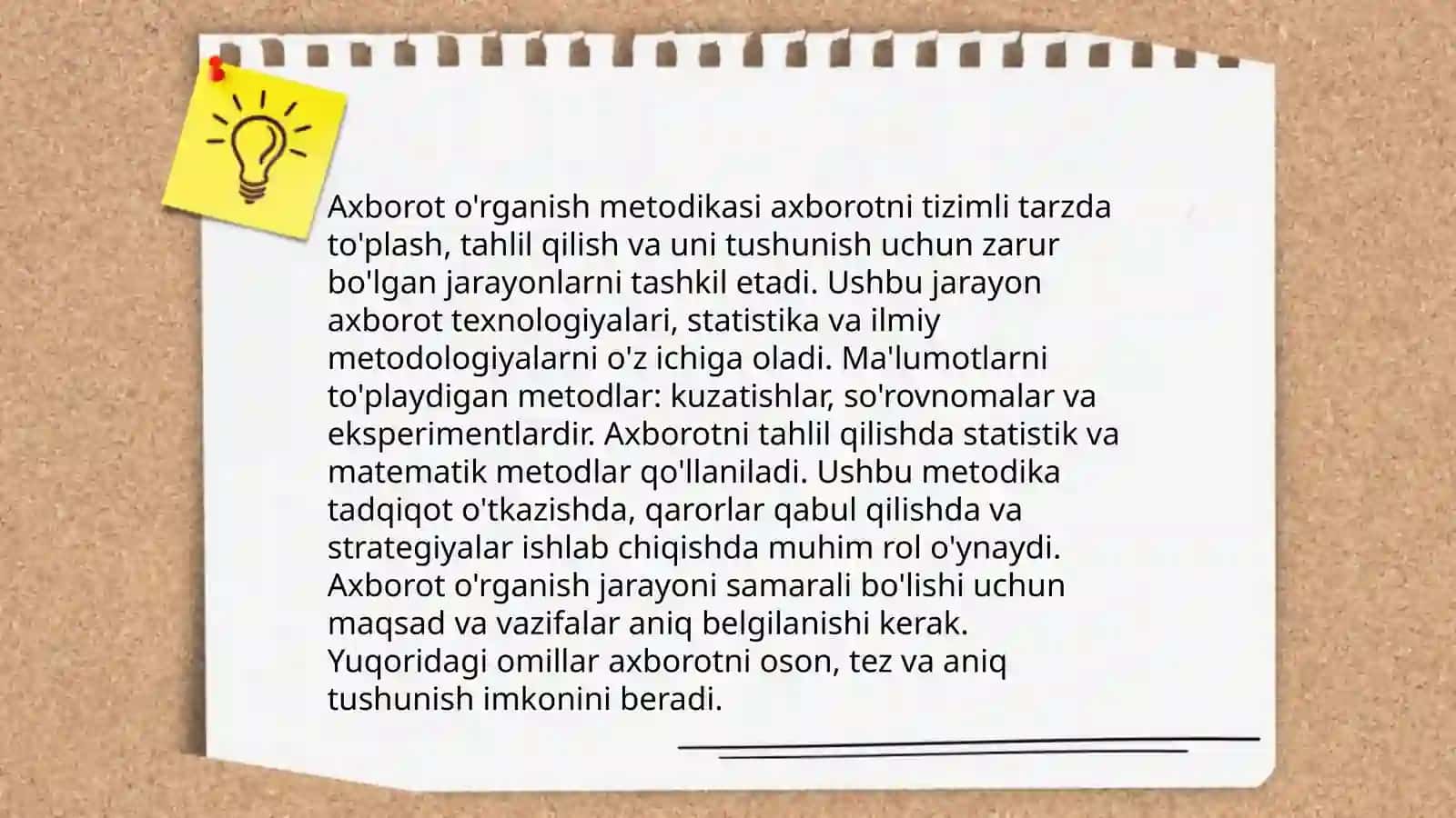 Axborot tushunchasini o'rganish metodikasi va uning turlari 4