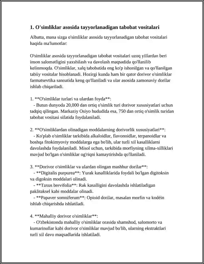 O'simliklar asosida tayyorlanadigan tabobat vositalari 4