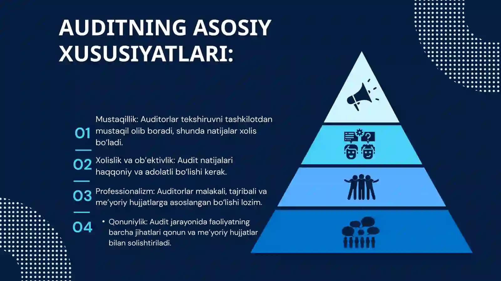 MOLIYAVIY HISOBOTNING AUDITDA QONUNLAR VA ME'YORIY HUJJATLARNI KO'RIB CHIQISH 4