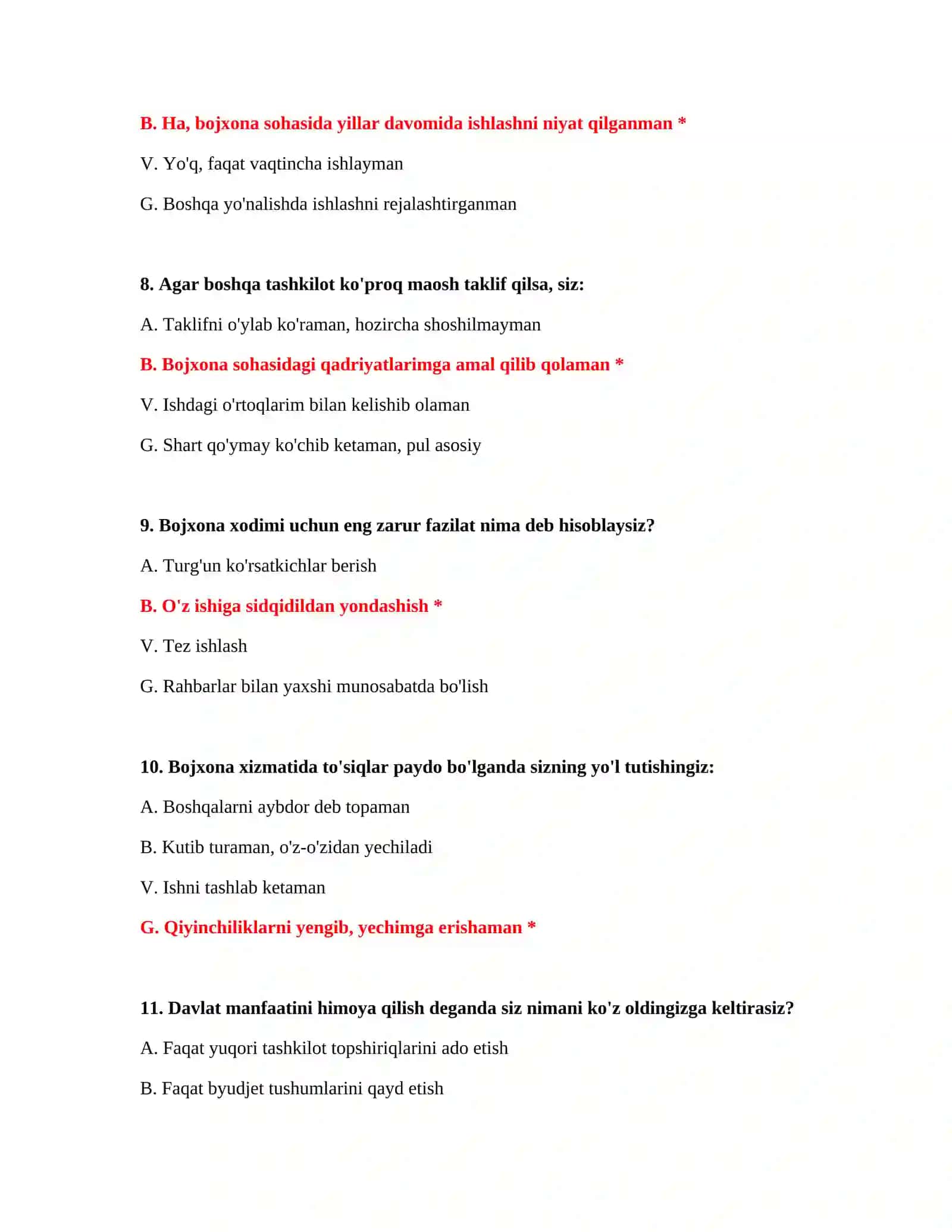 BOJXONA XIZMATI KASBIY TANLOVI LOGIK TESTLAR 4