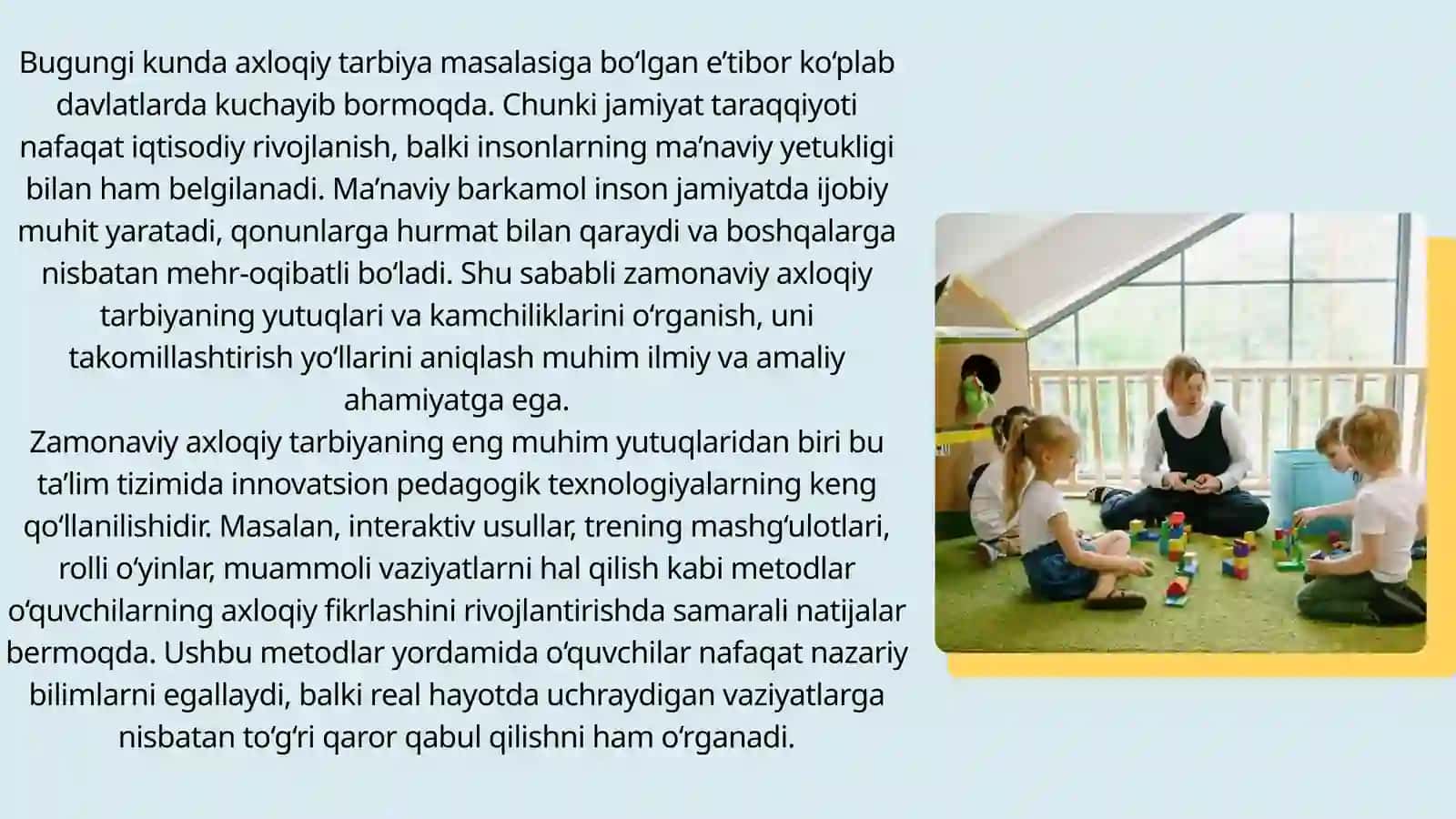 ZAMONAVIY AXLOQIY TARBIYANING YUTUQLARI VA KAMCHILIKLARI 4