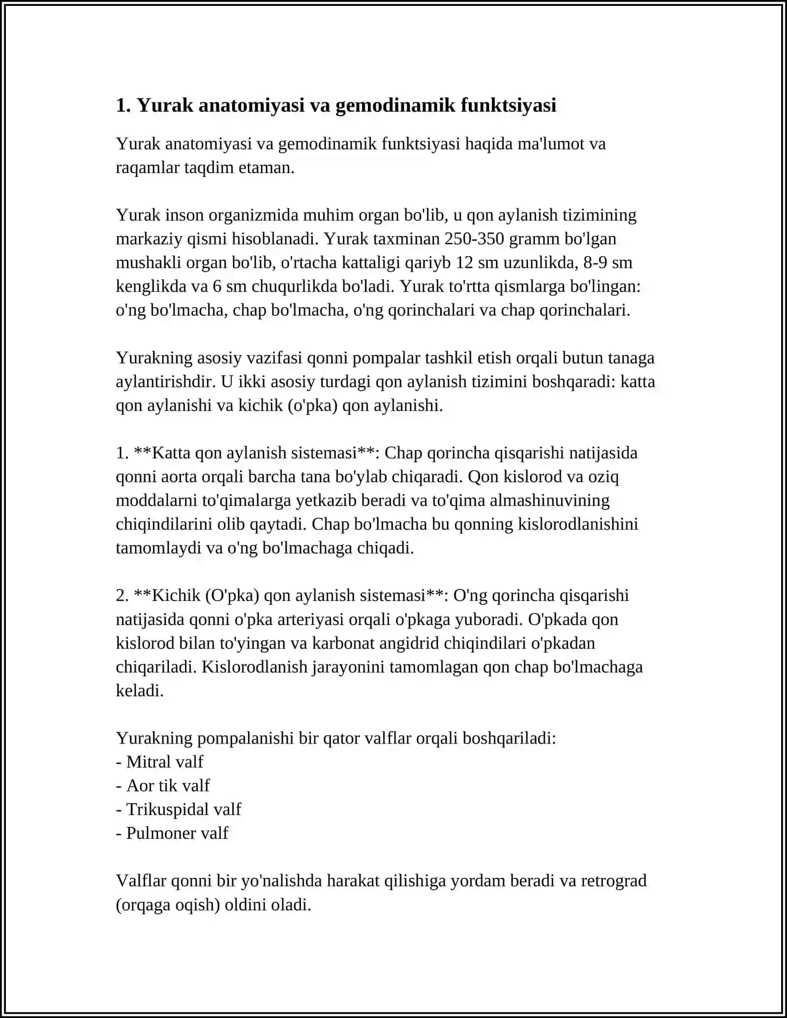 YURAK GEMODINAMIK VAZIFASI. YURAK MUSHAKLARINI O'TKAZUVCHANLIGINI O'ZGARISHINI FIZIOLGIK ASOSI 4