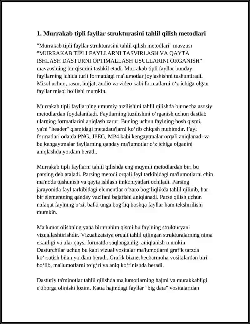 MURRAKAB TIPLI FAYLLARNI TASVIRLASH VA QAYTA ISHLASH DASTURNI OPTIMALLASH USULLARINI ORGANISH 4