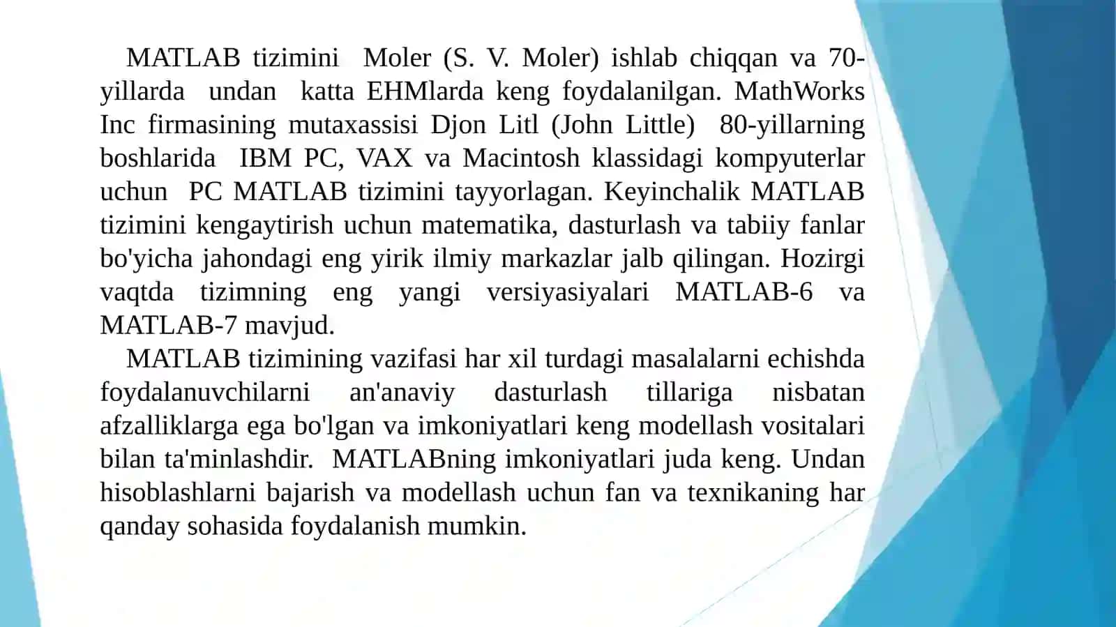 Matlab va uning asosiy elementlari 4