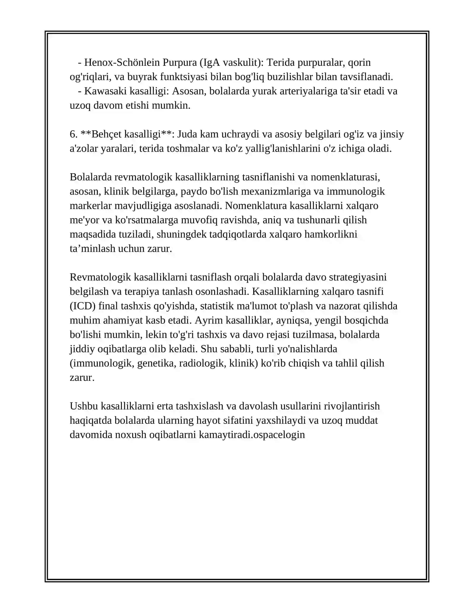 Bolalarda revmatologik kasalliklarni tasniflash va tahlil qilish 4