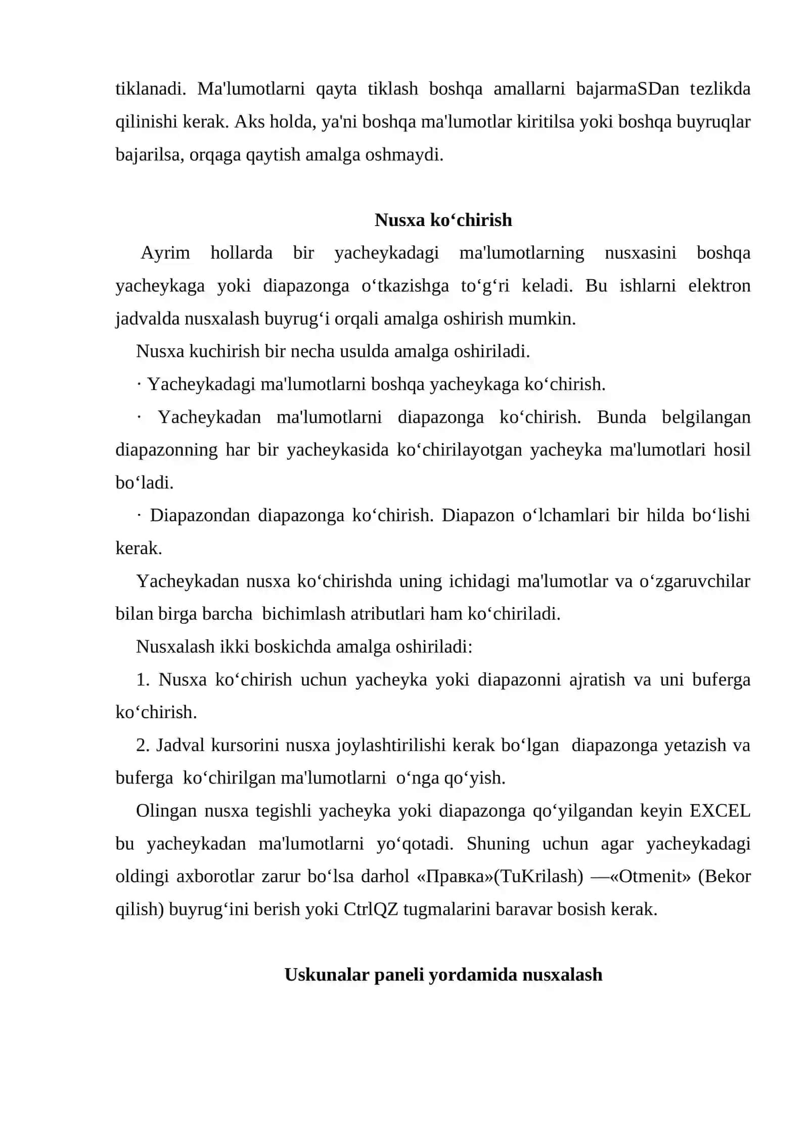 EXCEL DASTURIDA AVTOTO’LDIRISHLAR VA AVTOHISOBLASHLAR 4