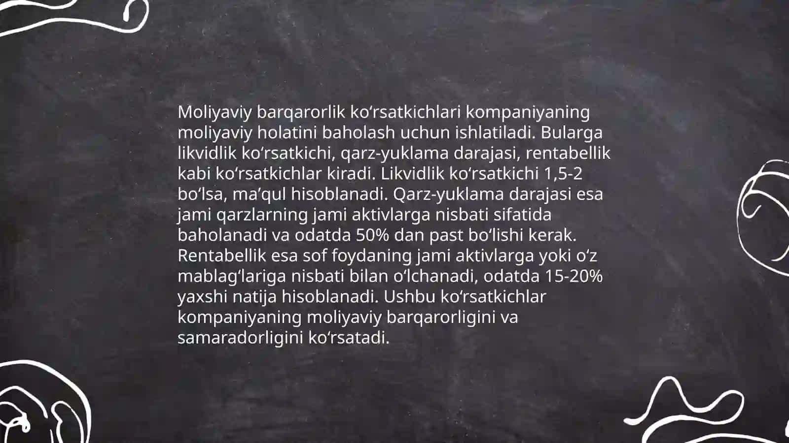 Moliyaviy barqarorlik koʻrsatkichlari va ularni oshirish yoʻllari 4