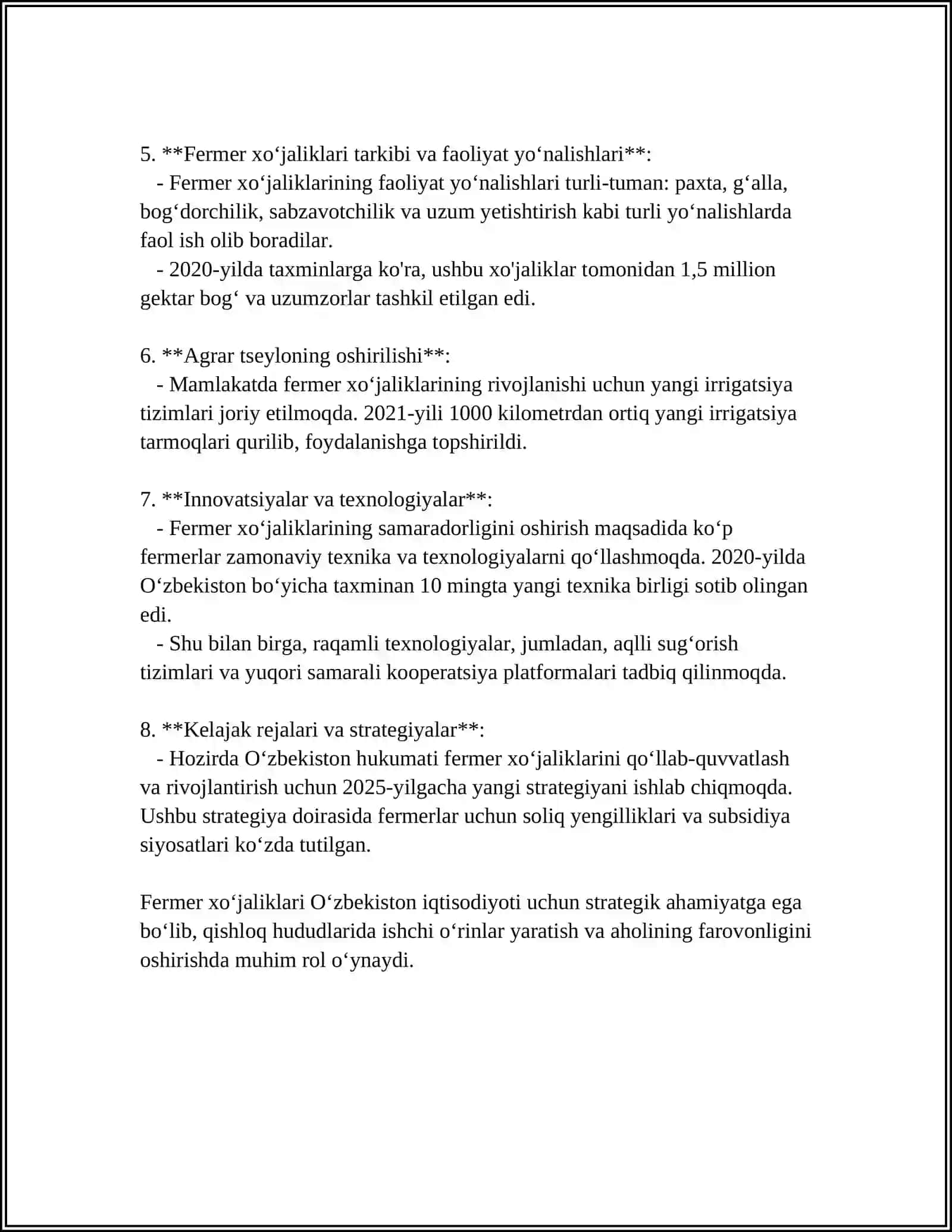 MUSTAQILLIK YILLARIDA QISHLOQ XOʻJALIGI VA SANOAT SOHASIDAGI OʻZGARISHLAR 4