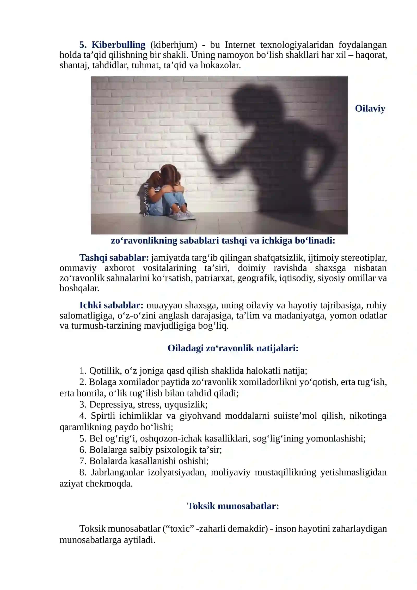 “Oilaviy zoʻravonlik” mavzusida ota-onalar uchun o‘tkaziladigan seminar-trening ishlanmasi 4