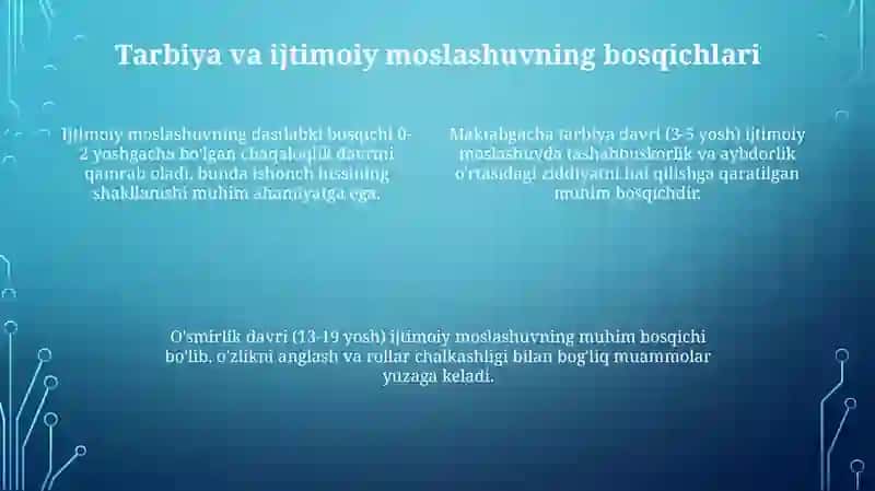 Shaxsning rivojlanishi, tarbiyasi va ijtimoiy o'sishi 4